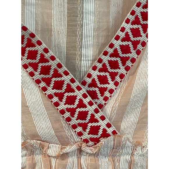 Lem Lem Striped V Neck Blouse Pink Cotton Size Small - Picture 13 of 13